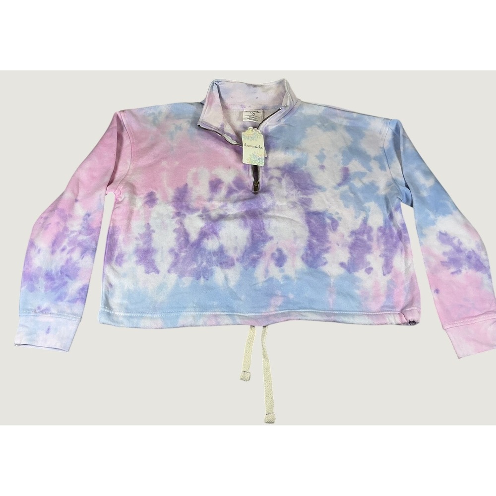 Dreamsicle Women's Medium Tie Dye 1/4 Zip Pullover Sweatshirt Bubble Berry NWT